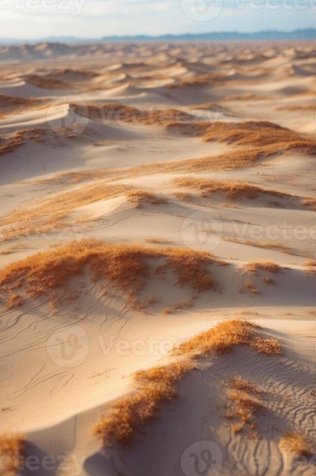 Aerial View of Eroded Sand Dunes in a Desert Landscape. photo