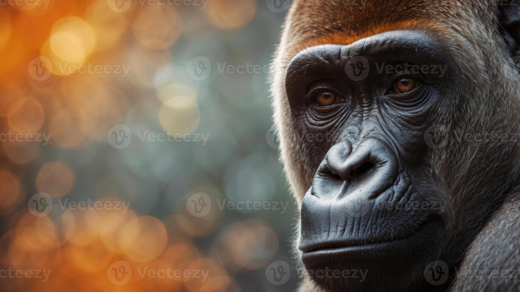 Vivid Orange Highlighted Gorilla Artwork. photo