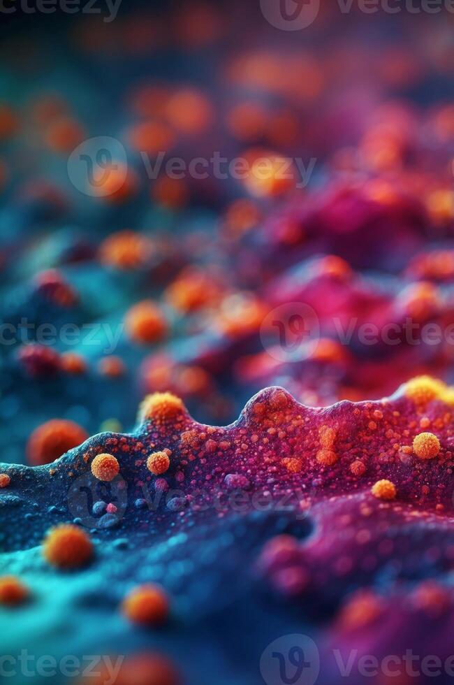 Microscopic View of Cell Structures in Pathology Sample. photo