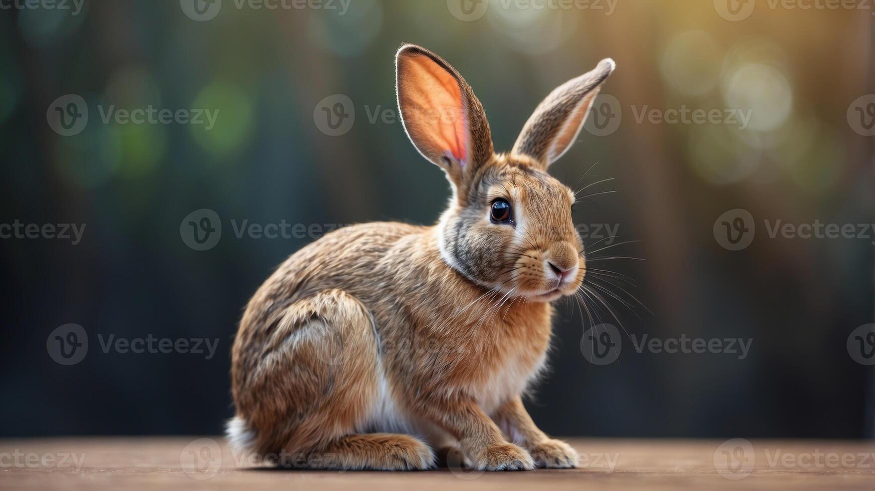 A Line Drawing of a Sitting Rabbit with Large Ears. photo