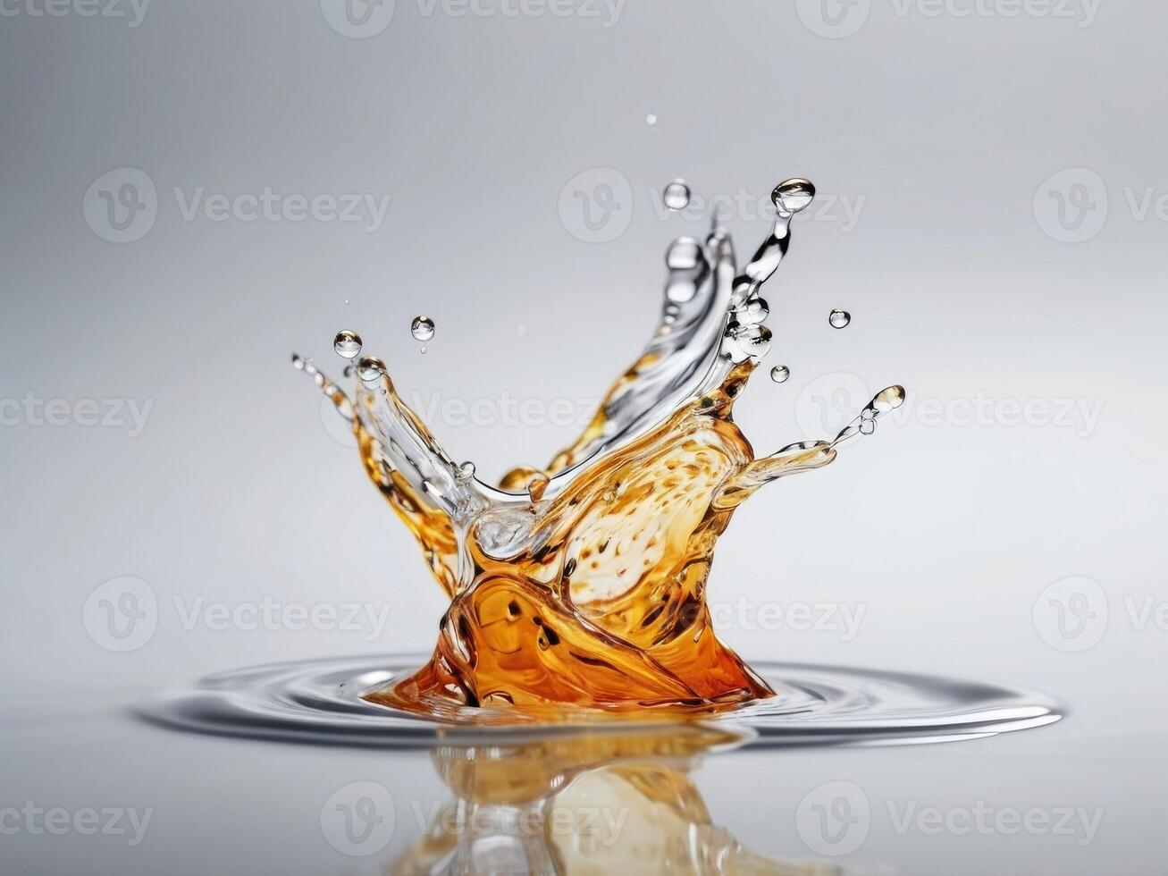 A single splash of water on a white surface. photo