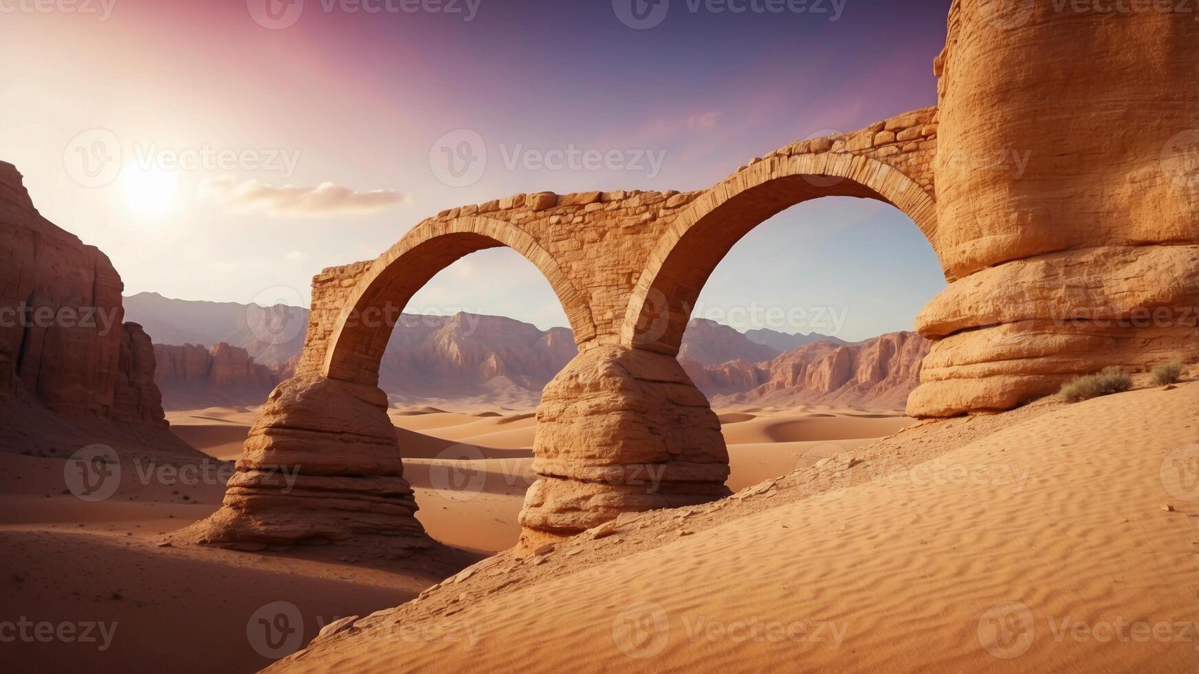 Bridges anciently formed create impressive arches over desert. photo
