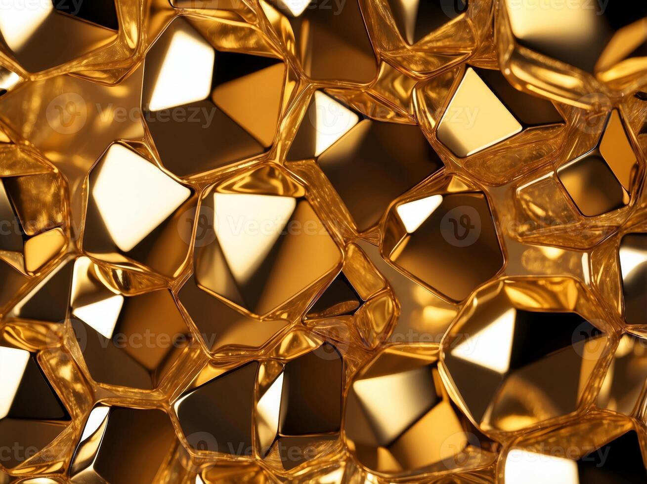 Graphic background illustrating geometric shape of reflective gold. photo
