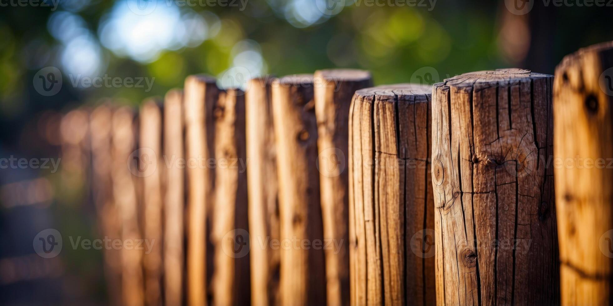 Natural Timber Fence with Rustic Outdoor Appeal. photo