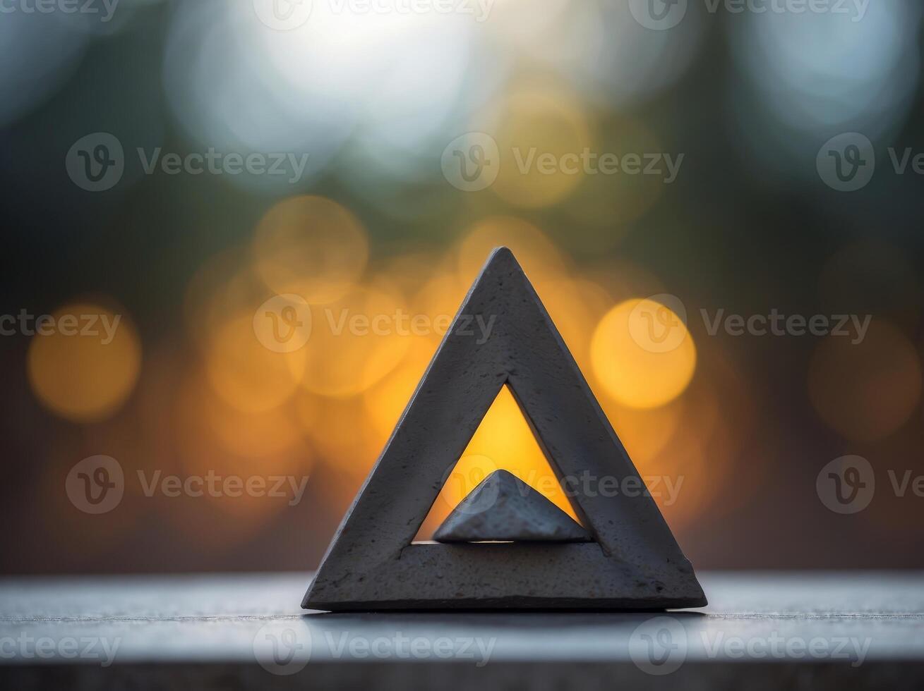 A sculpture of a triangle with a hole in the middle. photo