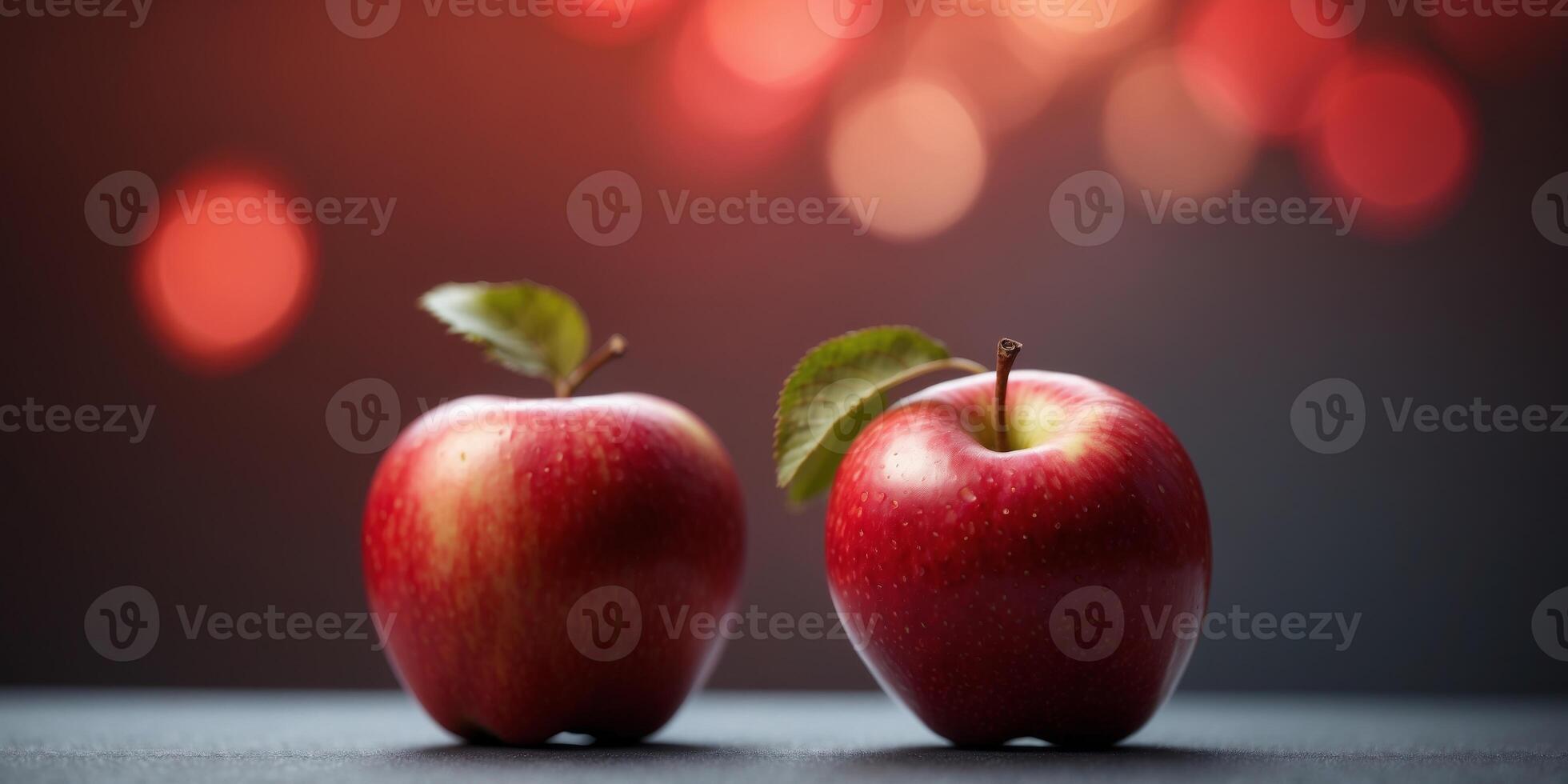 Delicious red apple with fresh natural look on minimalist background. photo