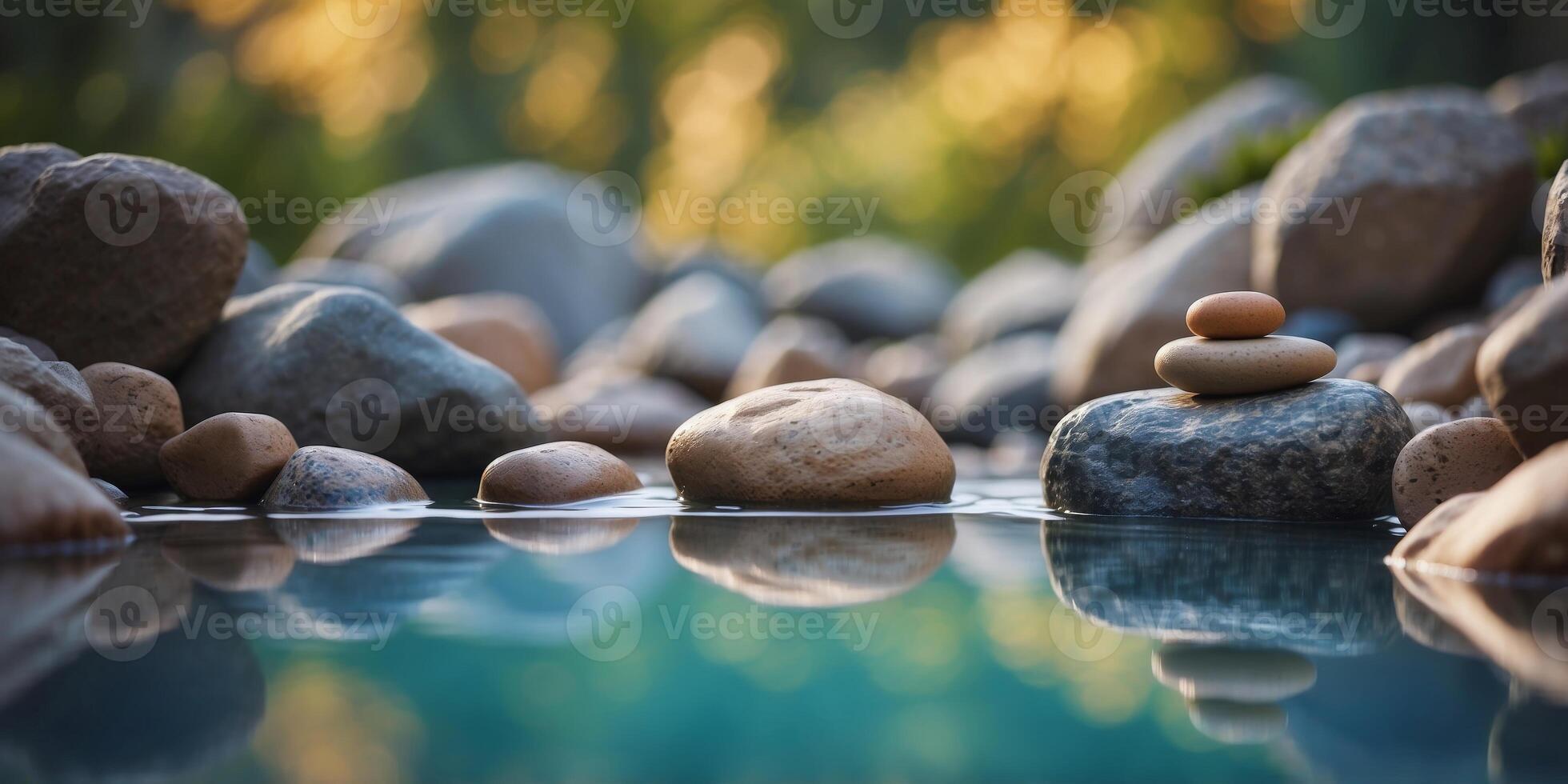 A serene pool scene with rocks and calm waters. photo