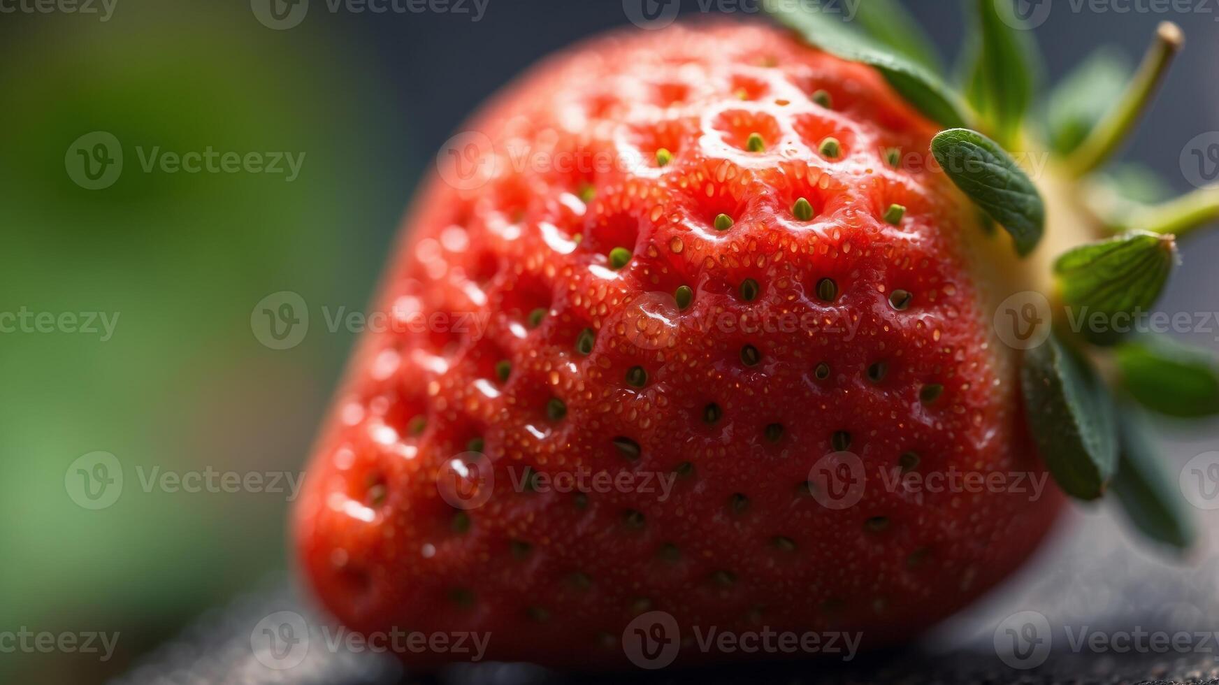macro shot of the surface of a strawberry. photo