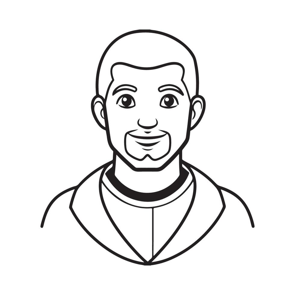 A man with a beard is shown in a black and white drawing vector