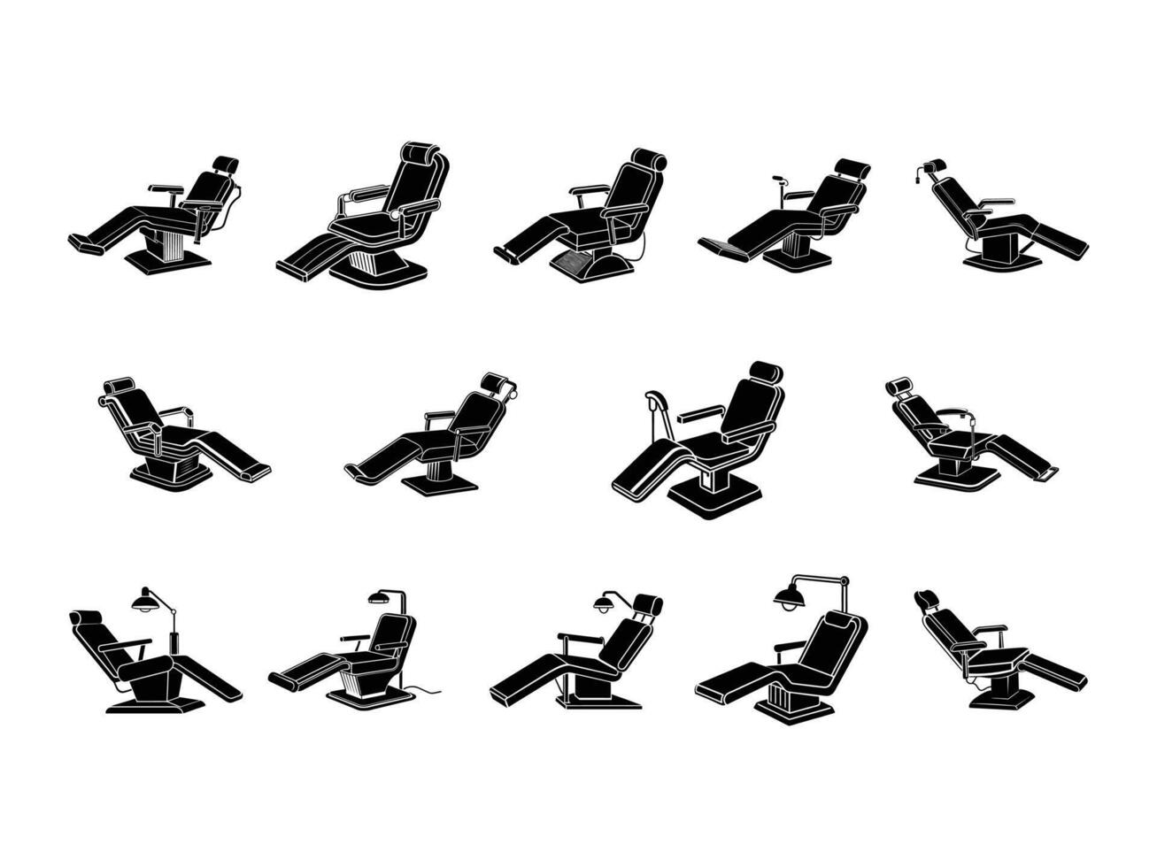 A set of black and white silhouettes of chairs vector