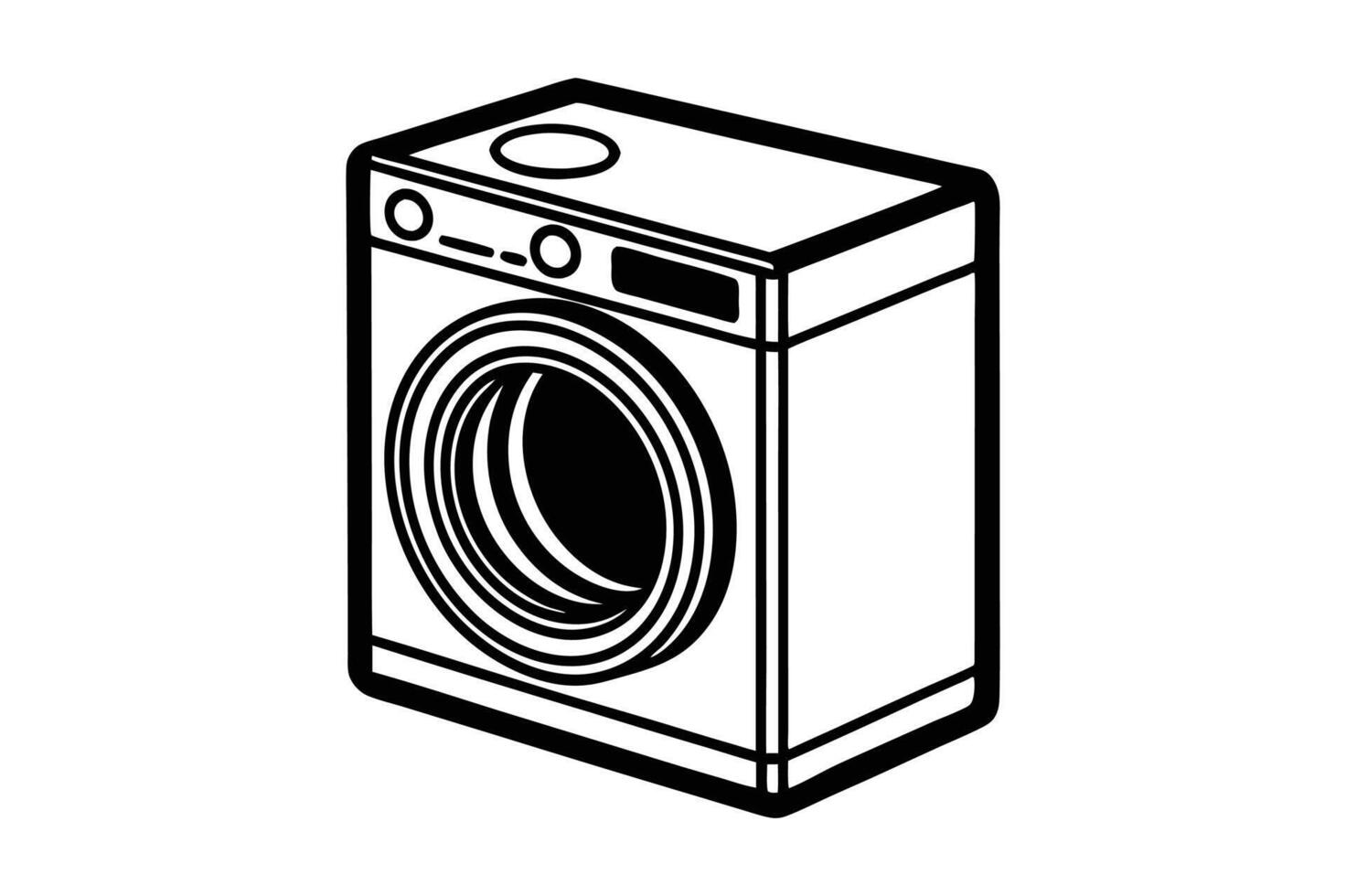 A black and white illustration of a washing machine vector