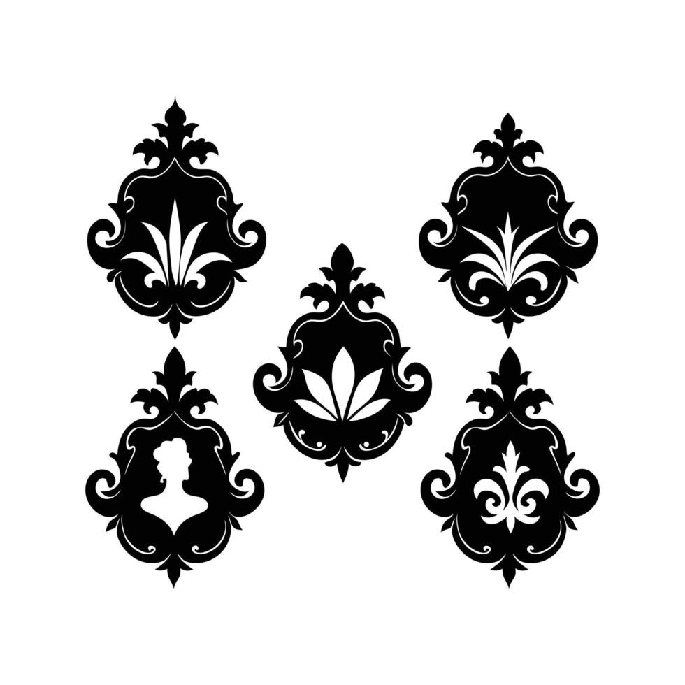 Four black and white ornamental designs vector