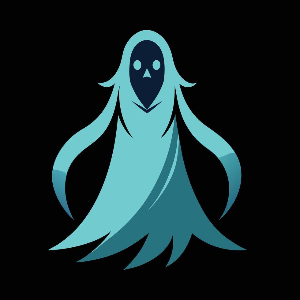 A ghost with a blue face and long hair vector
