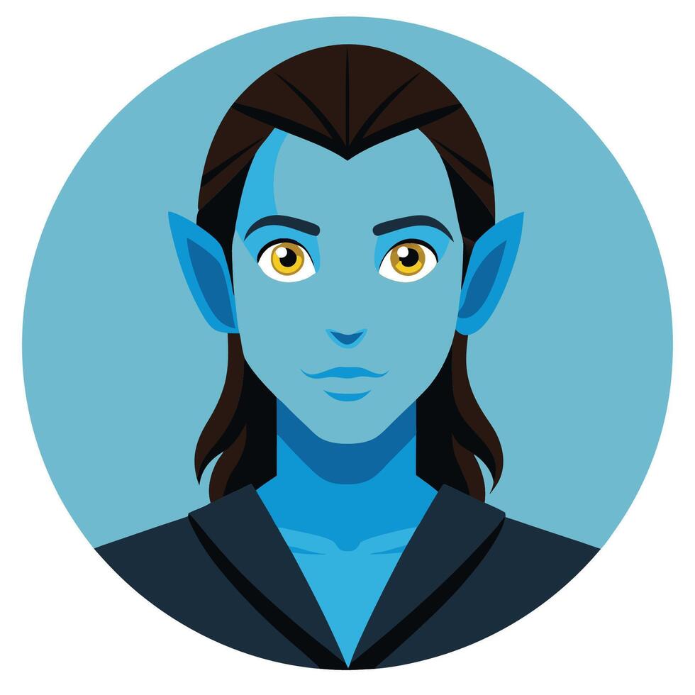 An avatar of a blue elf with yellow eyes vector