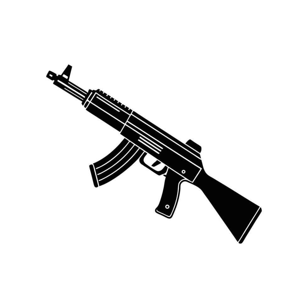 An ak - 47 machine gun on a white background vector