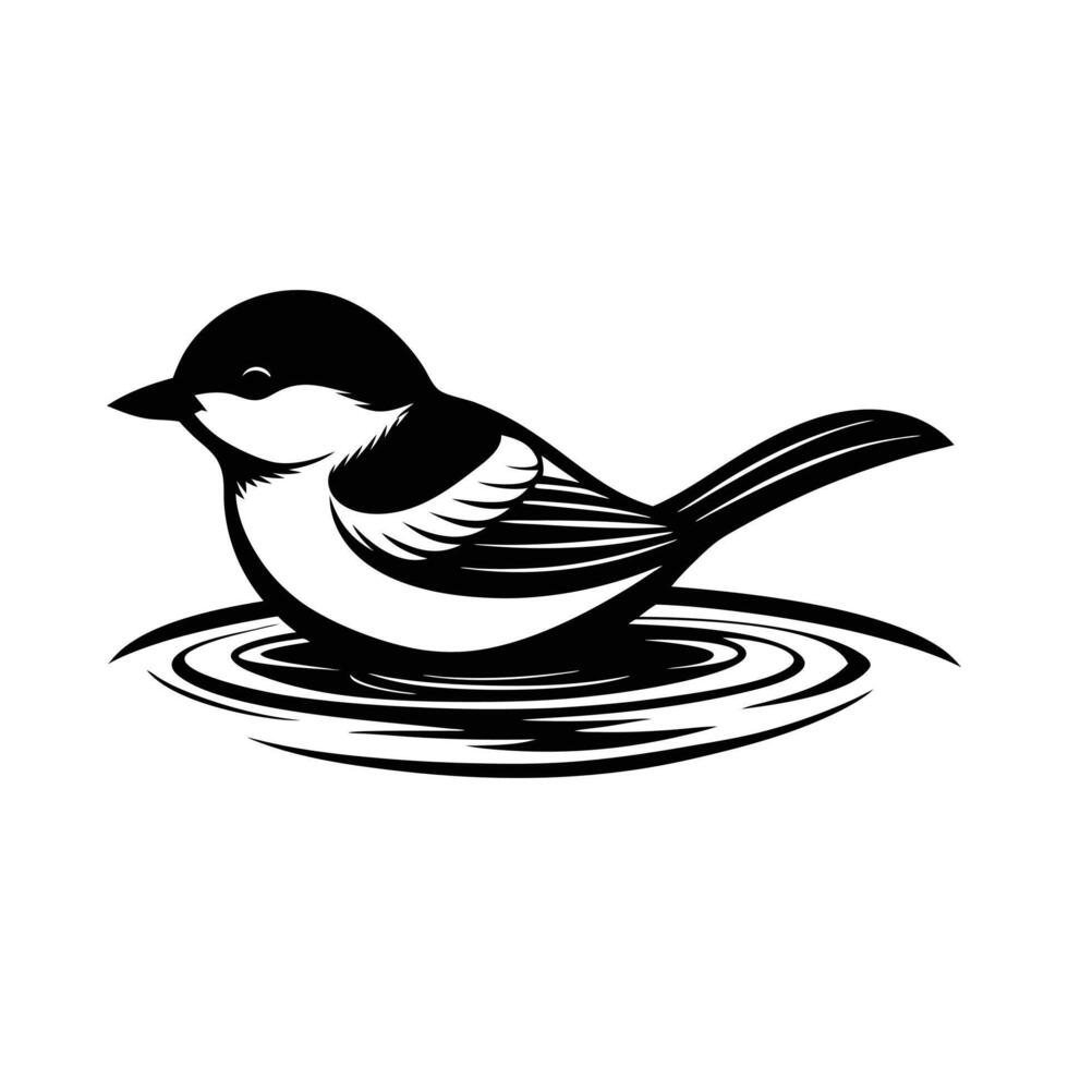 Black and white bird on a pond vector