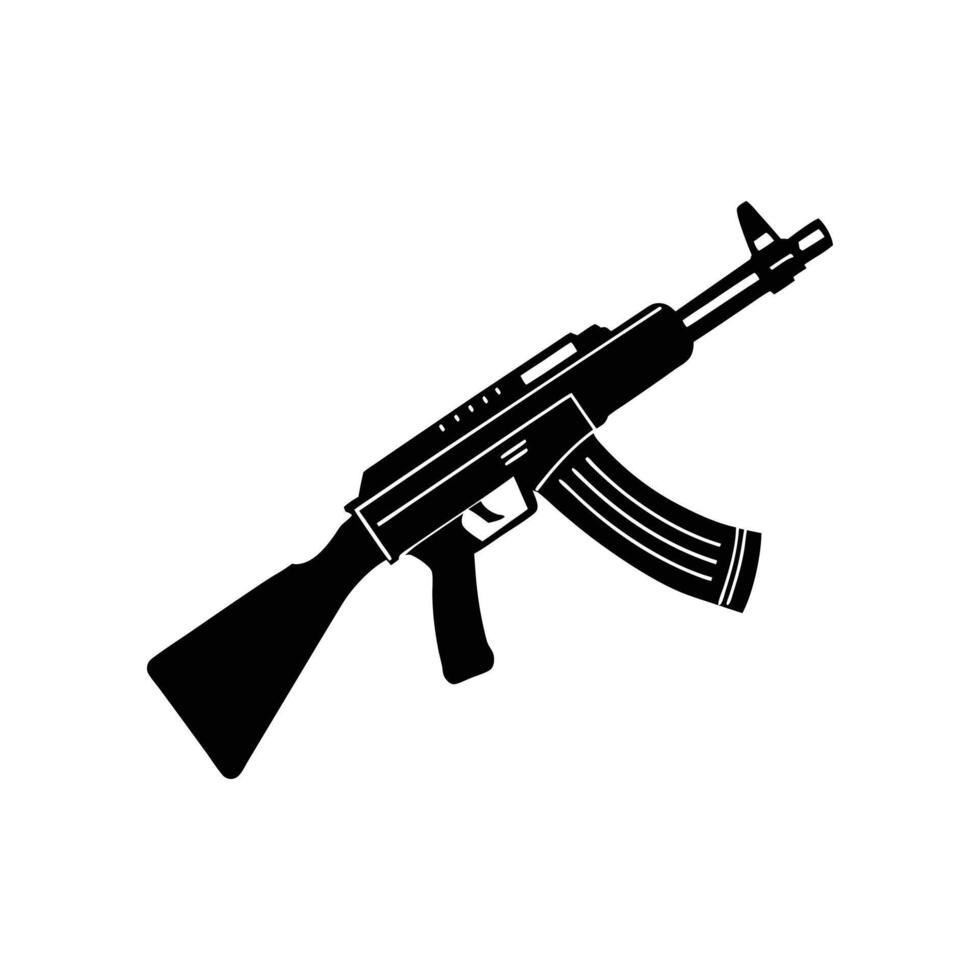 An ak - 47 machine gun on a white background vector