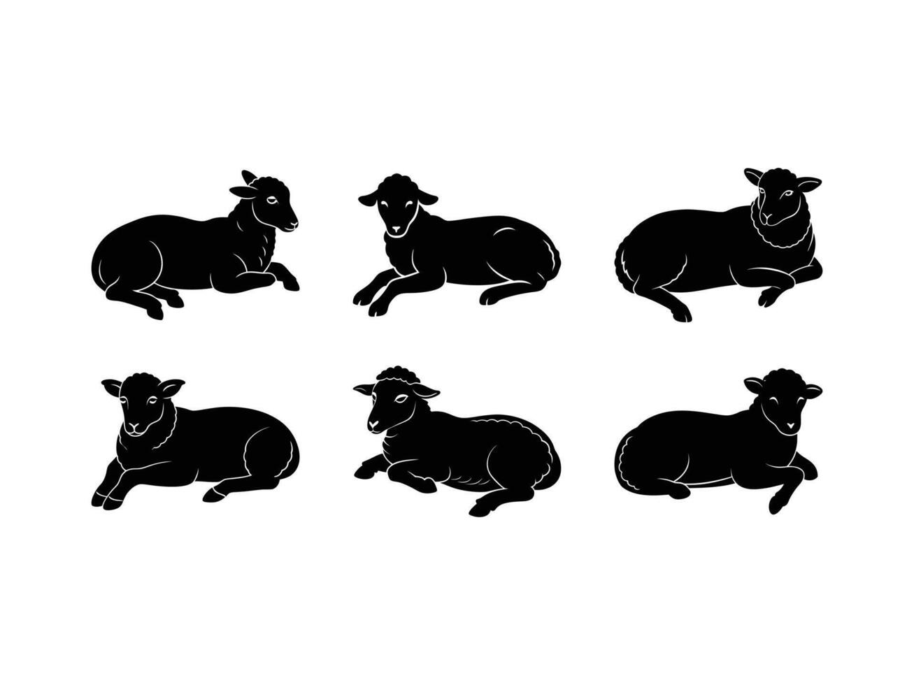 Black sheep silhouette set on white background vector