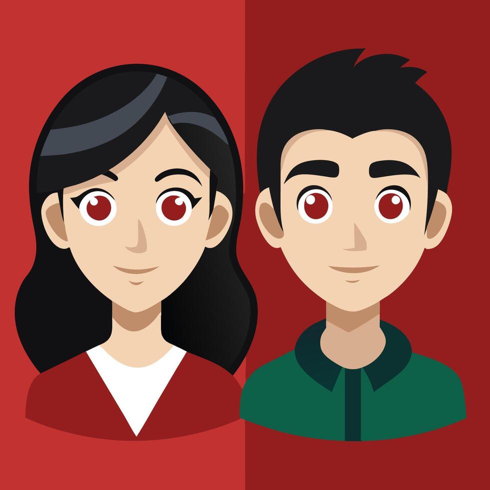 A man and woman are both wearing red shirts vector