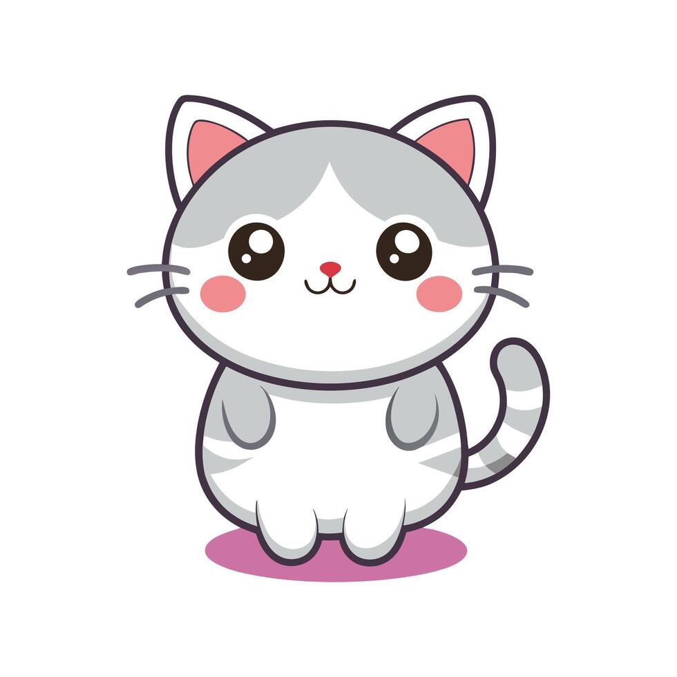 Kawaii kitty cartoon illustration vector