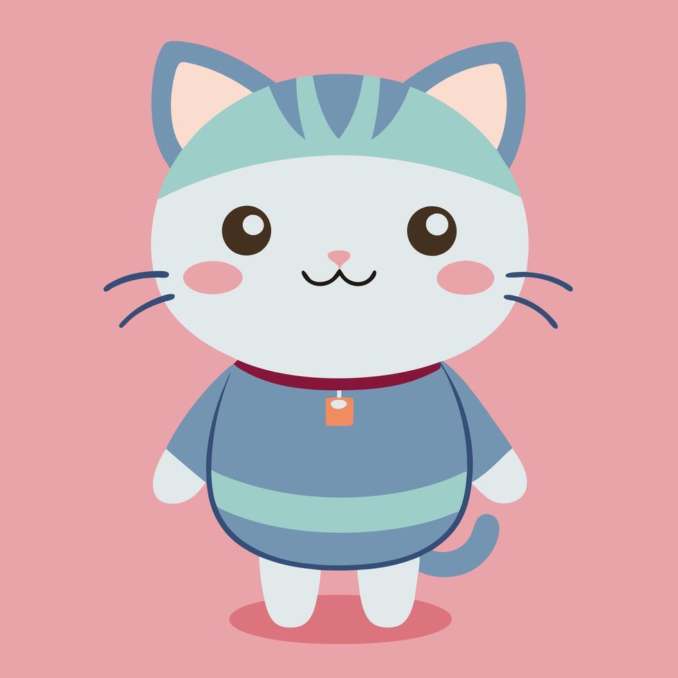 A cartoon cat wearing a sweater and hat vector