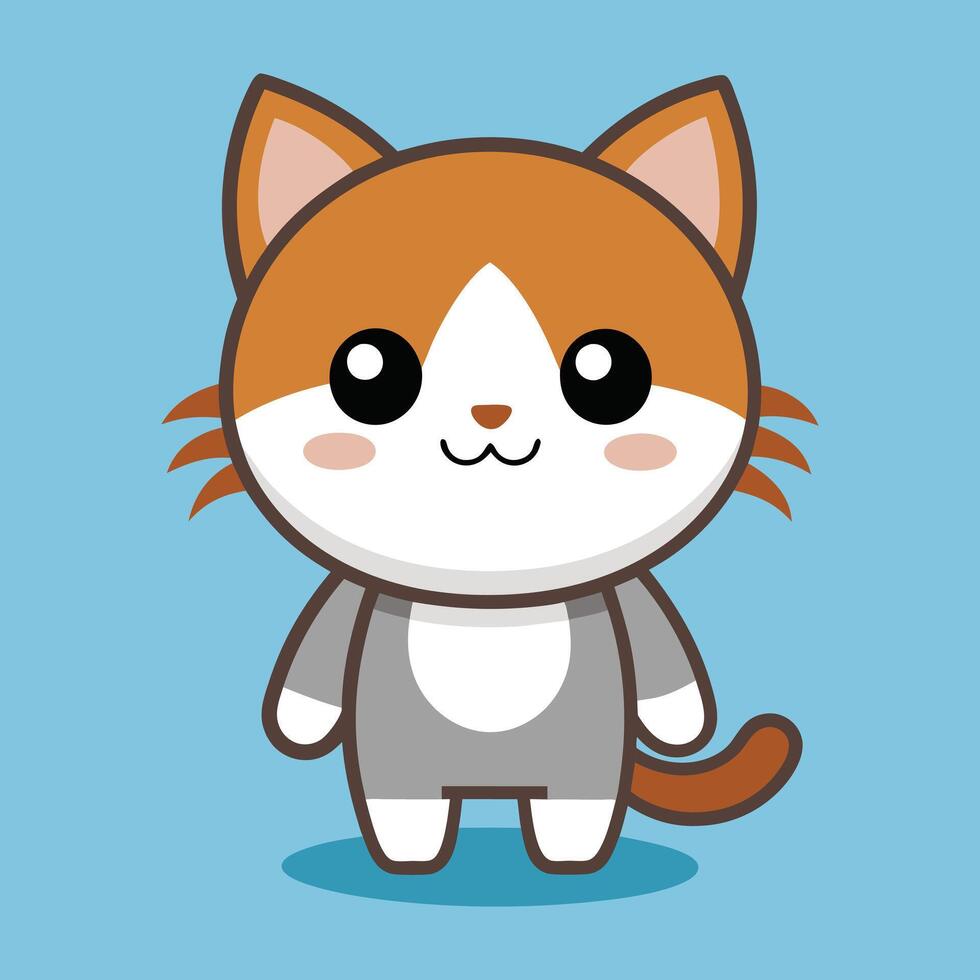 A cartoon cat with big eyes and a smile vector