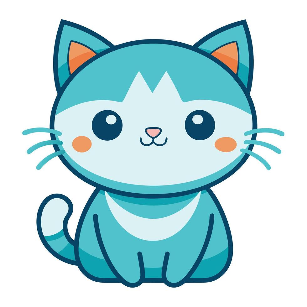 A cartoon blue cat with a big nose vector