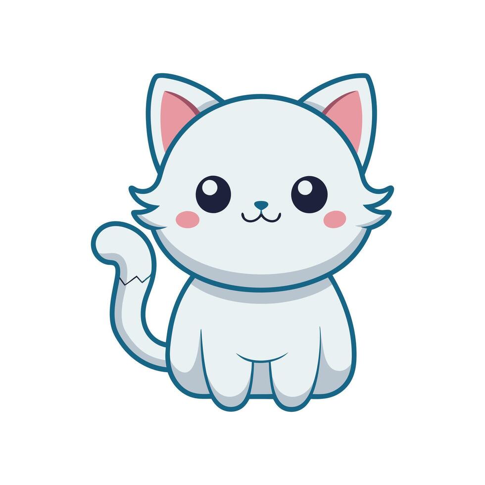 A cute white cat with big eyes vector