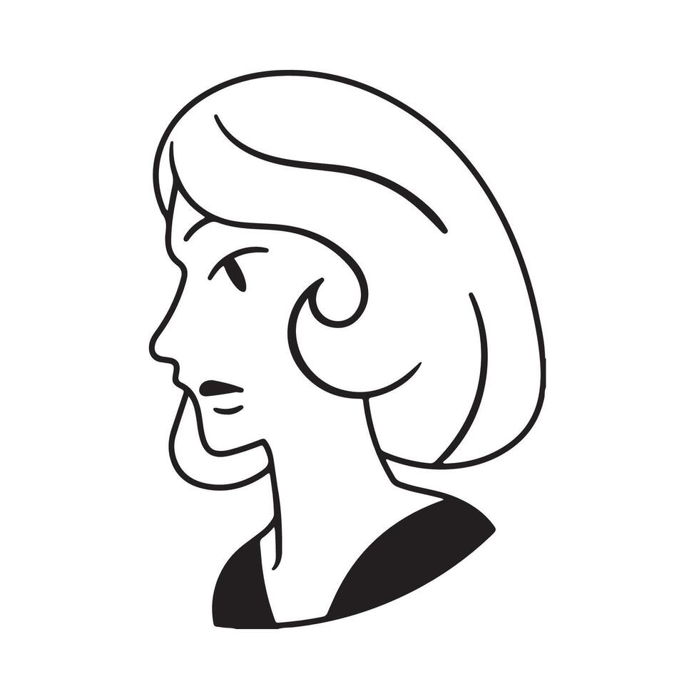 A black and white drawing of a woman's face vector