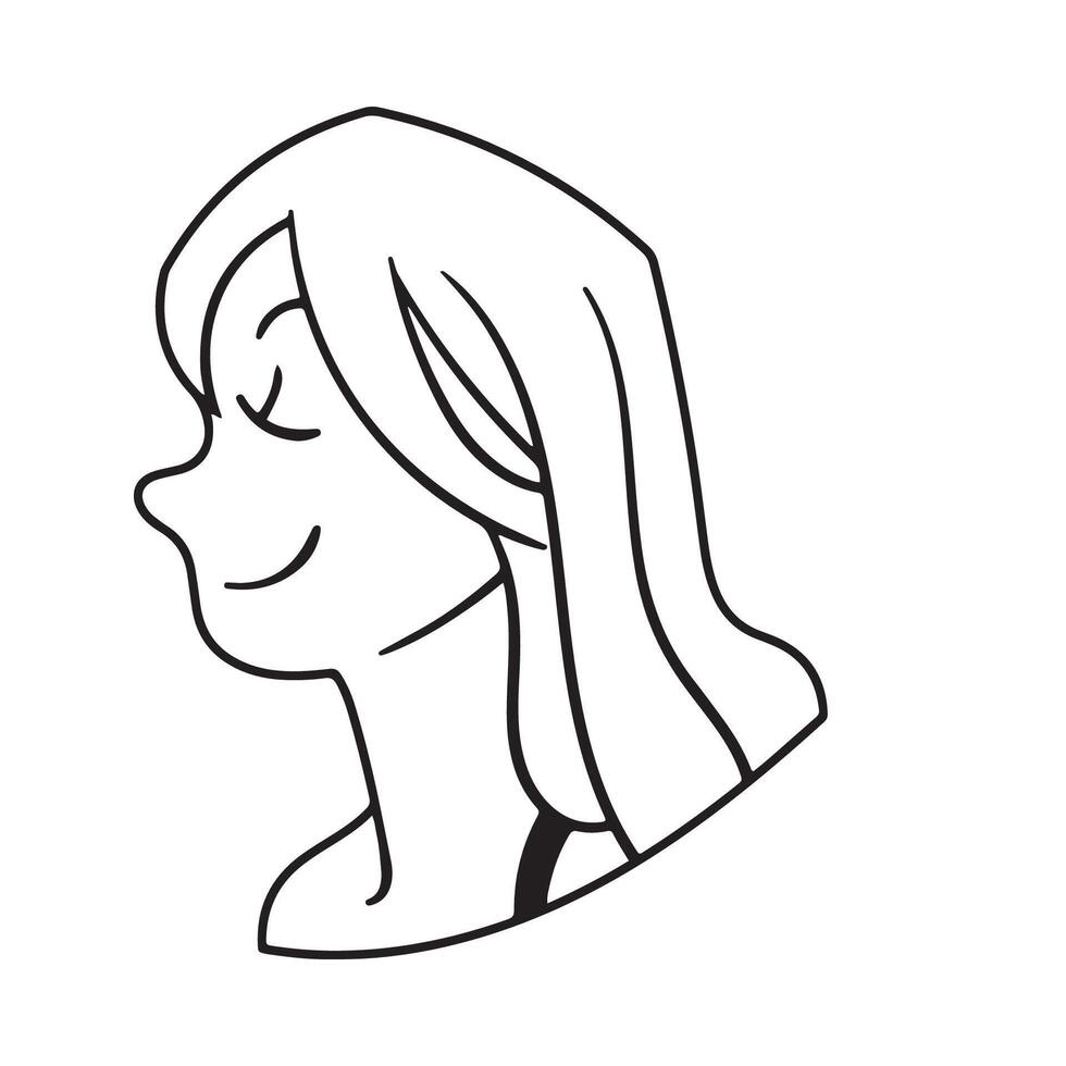 A woman's face with eyes closed and a smile vector