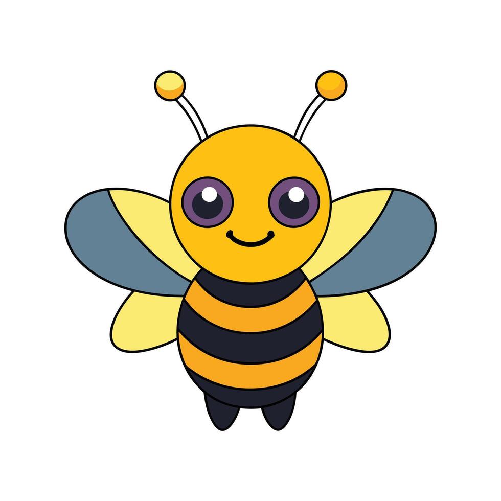 Cute bee cartoon illustration vector