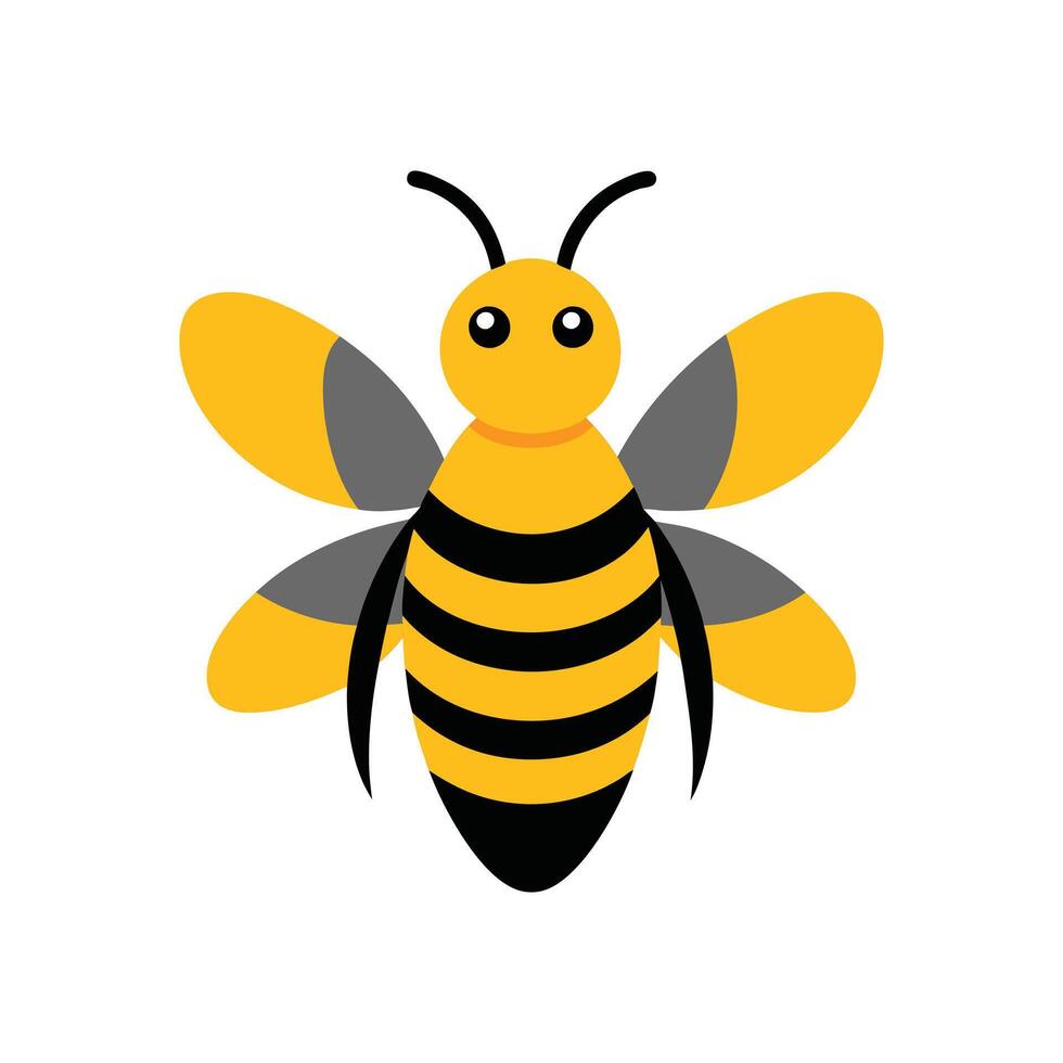 A bee icon with a yellow and black body vector