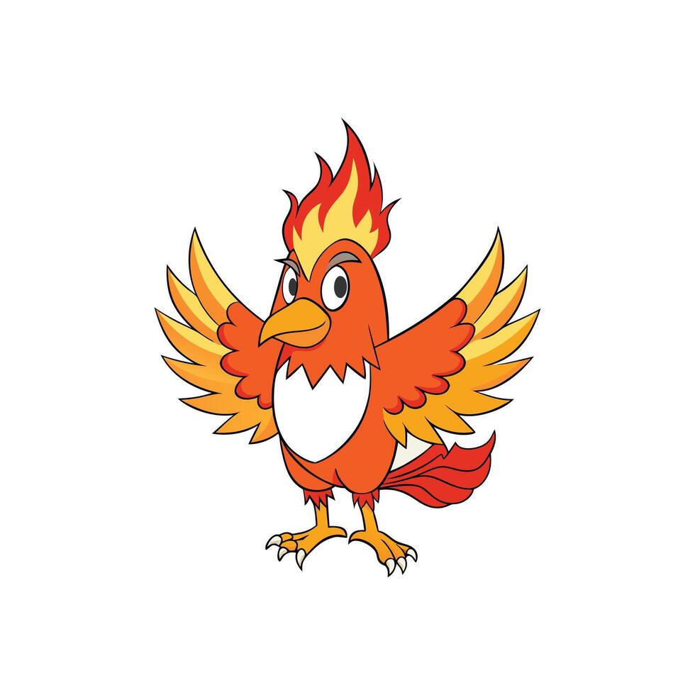 A cartoon bird with orange wings and a white heart vector