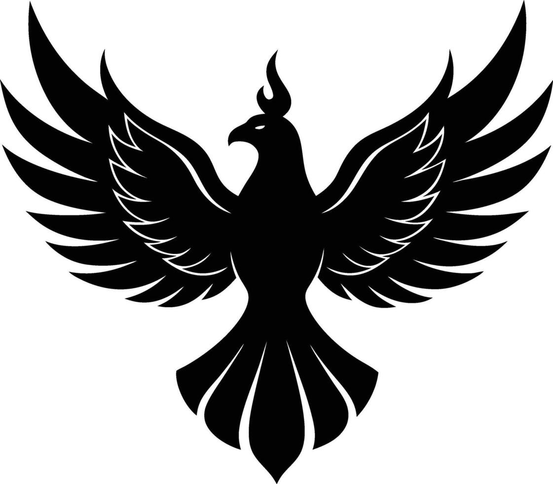 A black bird with wings spread out vector