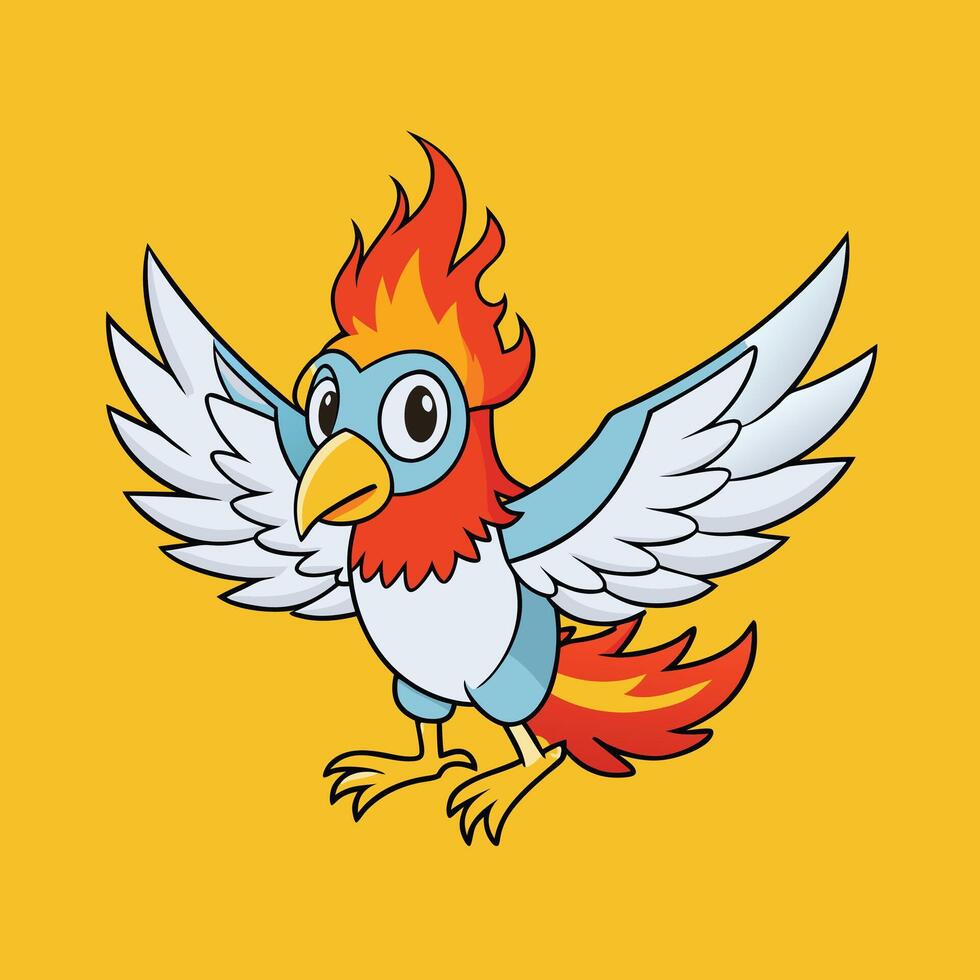 A cartoon bird with red and blue feathers vector