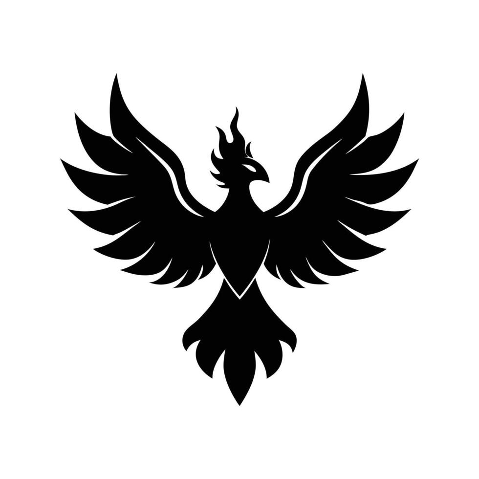 A black bird with wings on a white background vector