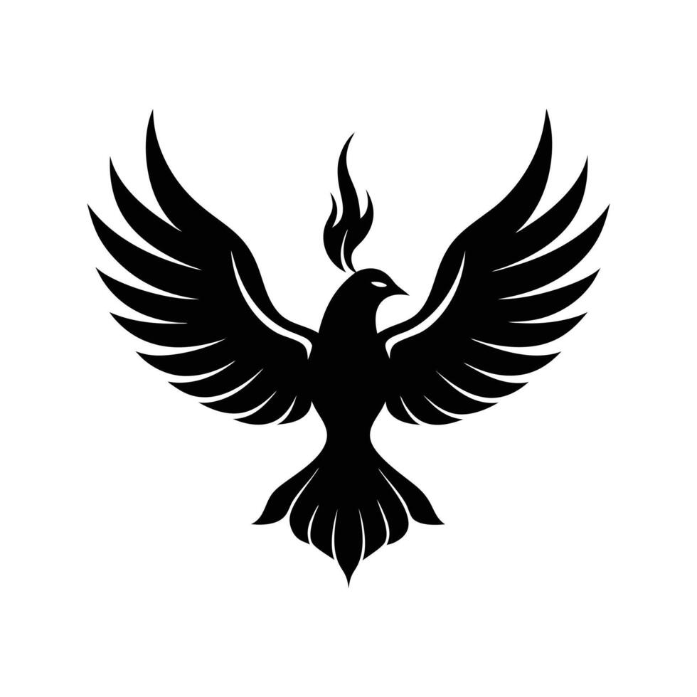 A black bird with a fire in its beak vector