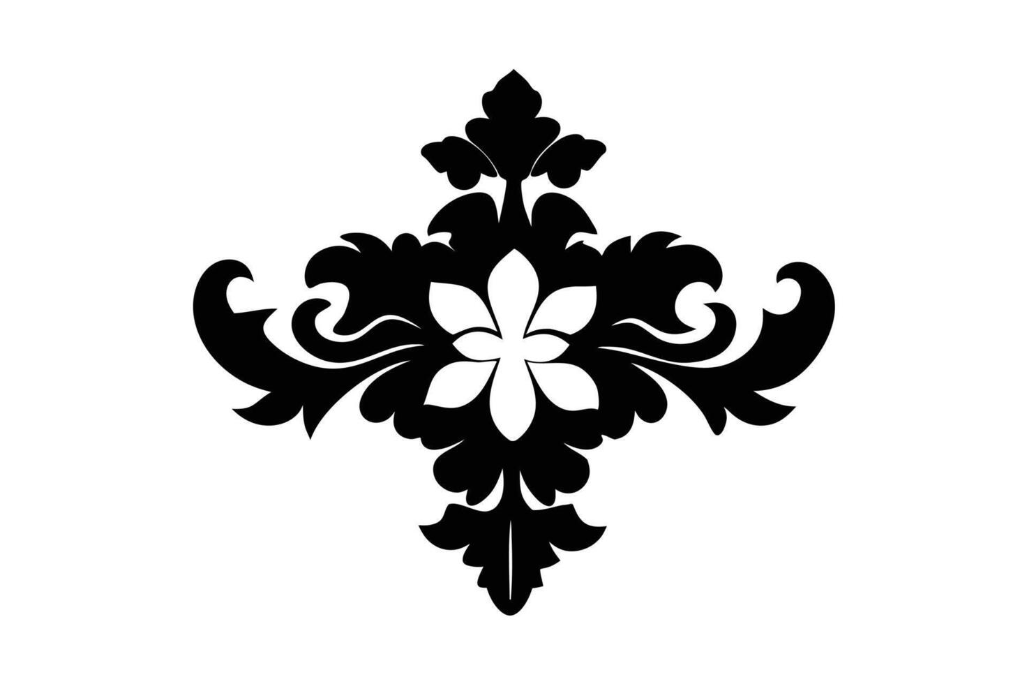 A black and white floral design on a white background vector