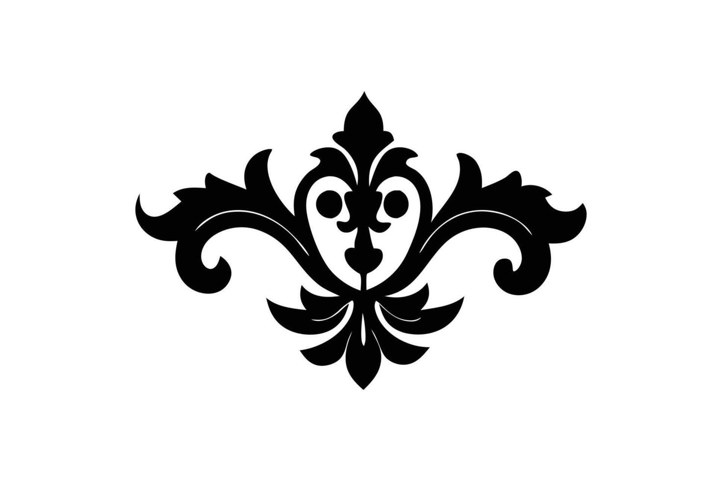 A black and white logo of a fleur de lis vector