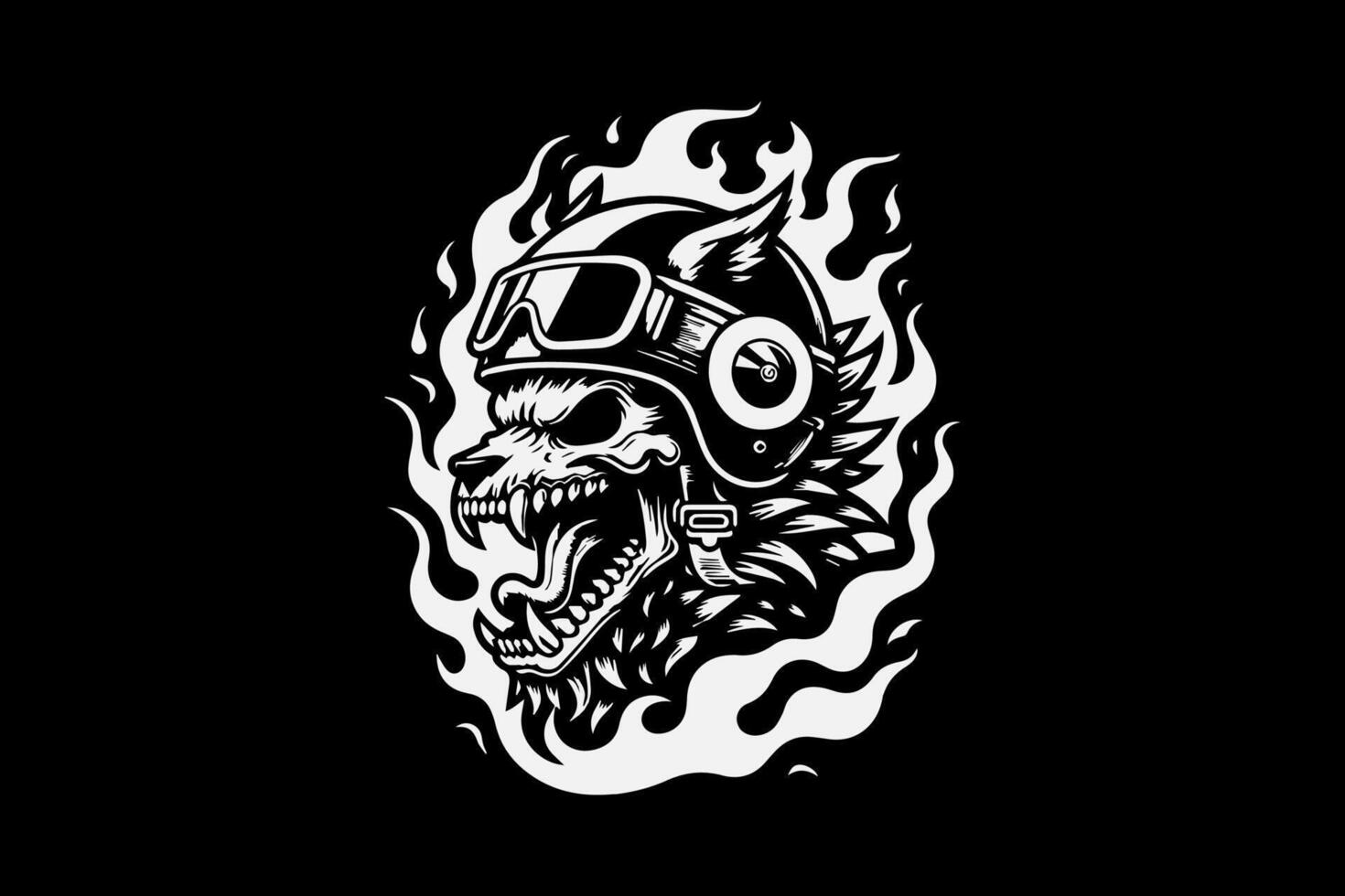 A wolf head with flames on it vector