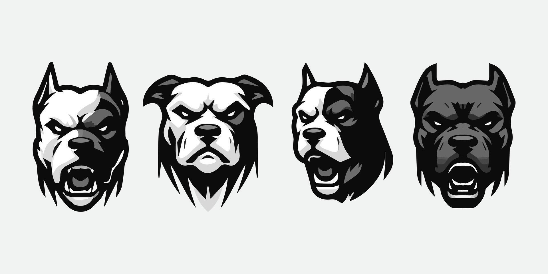 Four different dog head designs with different expressions vector