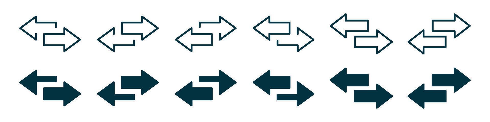 Left right arrows icon. Transfer arrows icon. 2 side arrow icon vector