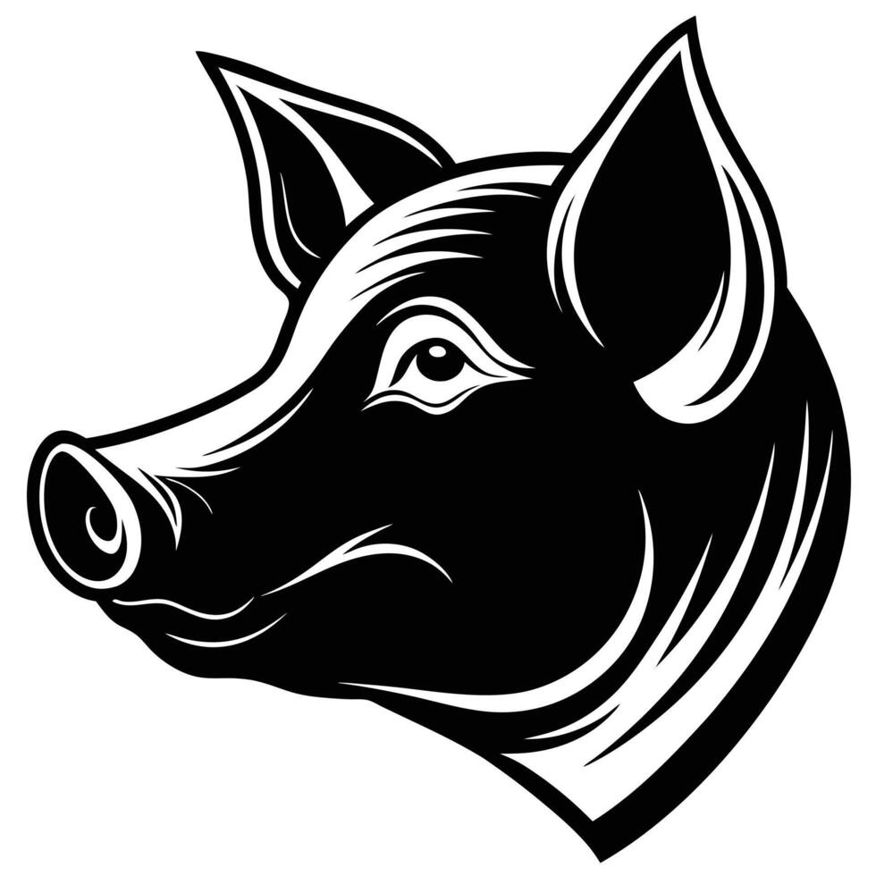 minimalistic silhouette of a pig s head vector