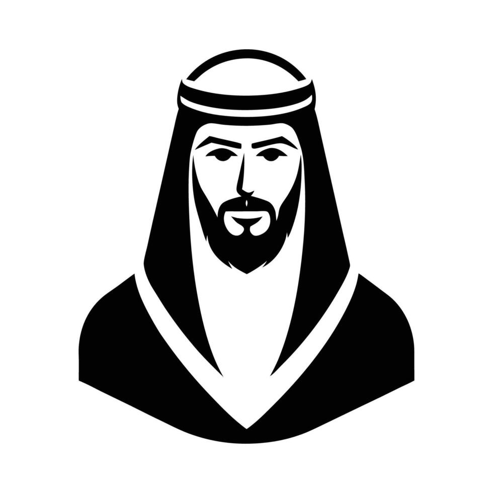 The arabic man is wearing a beard and a turban vector