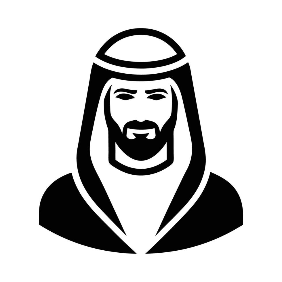 The arabic man is wearing a headscarf and beard vector