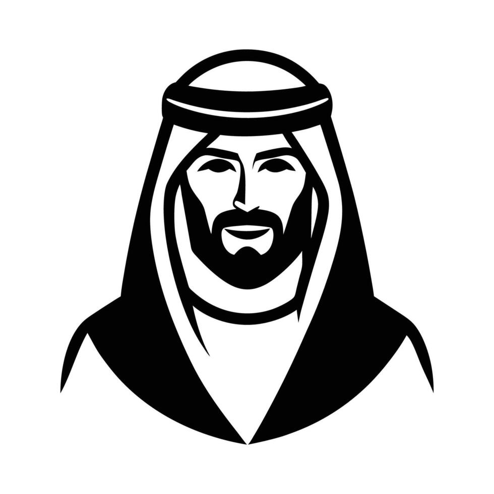 The arabic man is wearing a headdress and beard vector