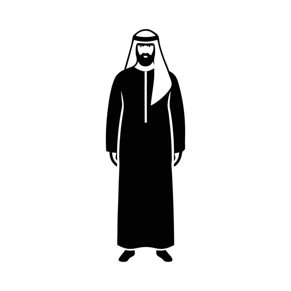 Arab man in traditional dress icon illustration vector