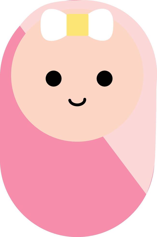 A cartoon baby with a pink blanket and bow vector