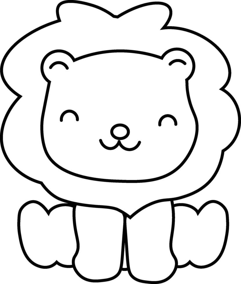 Baby Lion Coloring Page vector