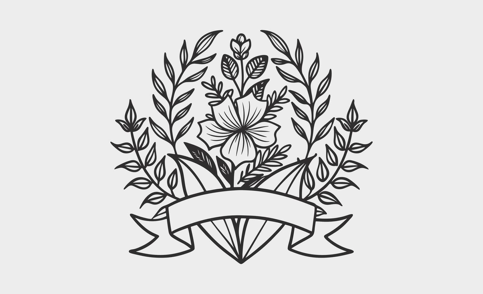 Drawing Floral Banner with Leaves and Inflorescences background vector